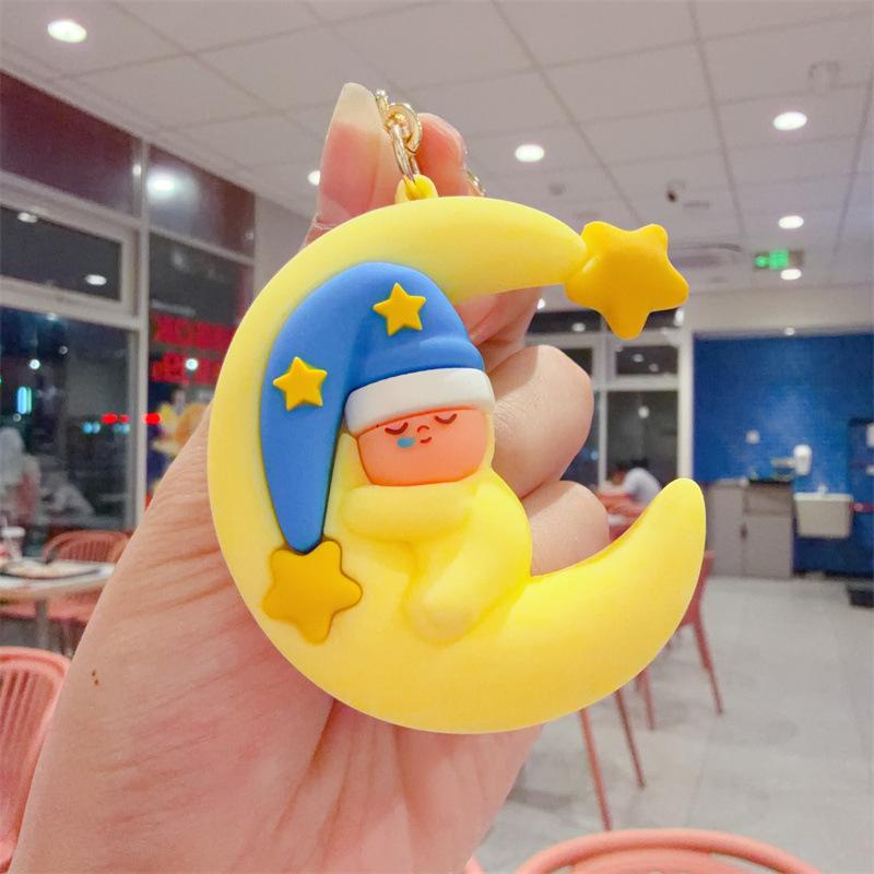 Cute Star Person Keychain Sun Moon Star Shape Bag Pendant Cartoon Star