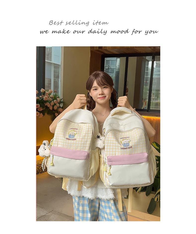 Extra Large Japanese Style Plaid Backpack for Middle & High School Students