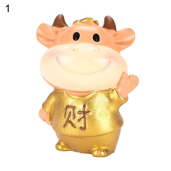 Śliczny złoty wół ozdoba żywica DIY figurki zwierząt dekoracja na biurko samochodu prezent