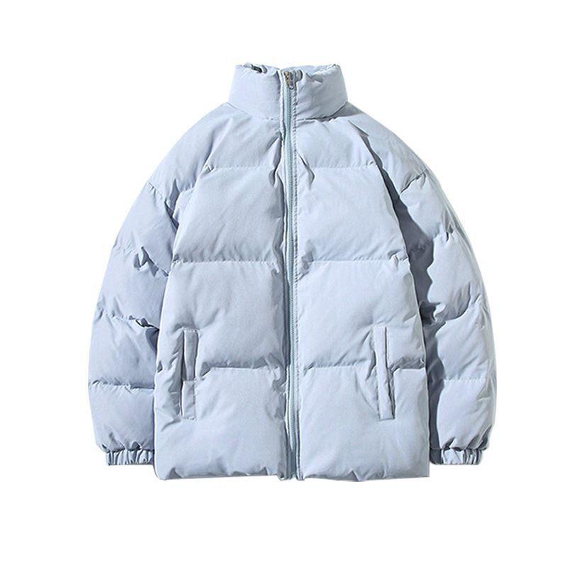 

Mens Winter Cotton-padded Jacket Comfortable Fit Large Size Stand-up Collar Thickened Cotton Jacket M светло-синий