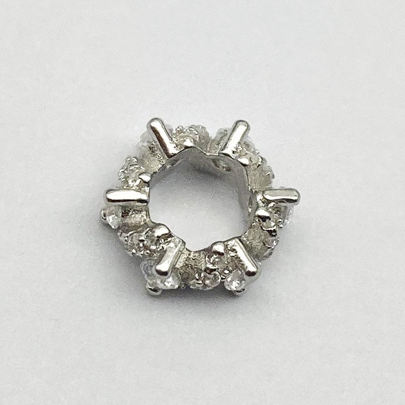 S925 Sterling Silver Zircon Inlaid Wide-Hole Bead Ring Wave Spacer for DIY Handmade Jewelry 925 Silver
