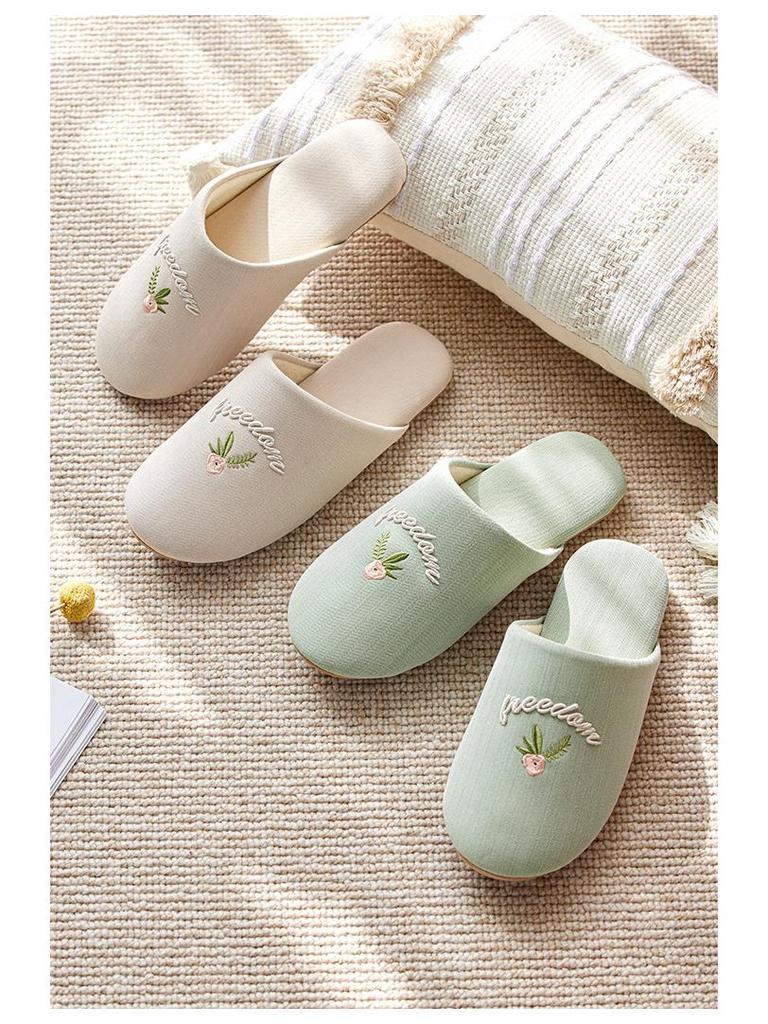Women's Indoor Cotton Slippers - Soft, Non-Slip, Silent Footwear for Spring & Autumn