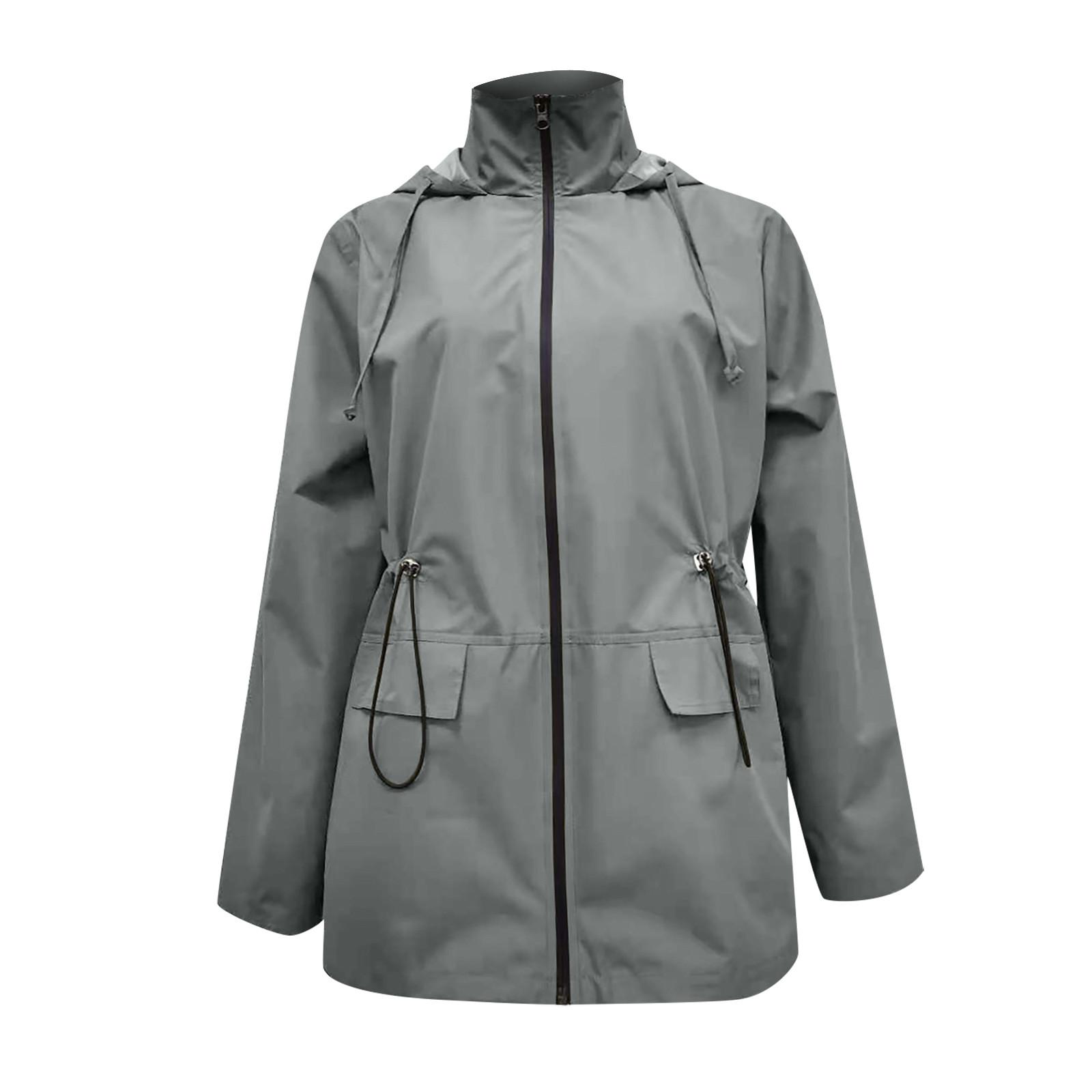 

Модная женская повседневная водонепроницаемая ветровка на молнии с капюшоном XL