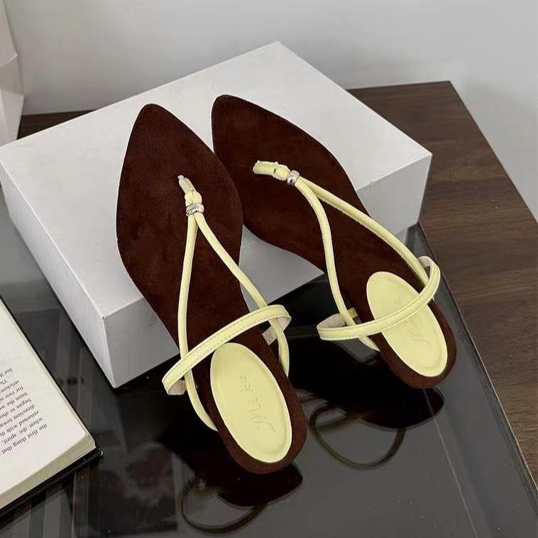 

Fashion Pointed Toe Flip Flops Women Slippers Heeled Sandals Shoes Woman 2025 Trend Shallow Pumps Clip Toe Summer Slides Sandalias Mujer 40 жёлтый