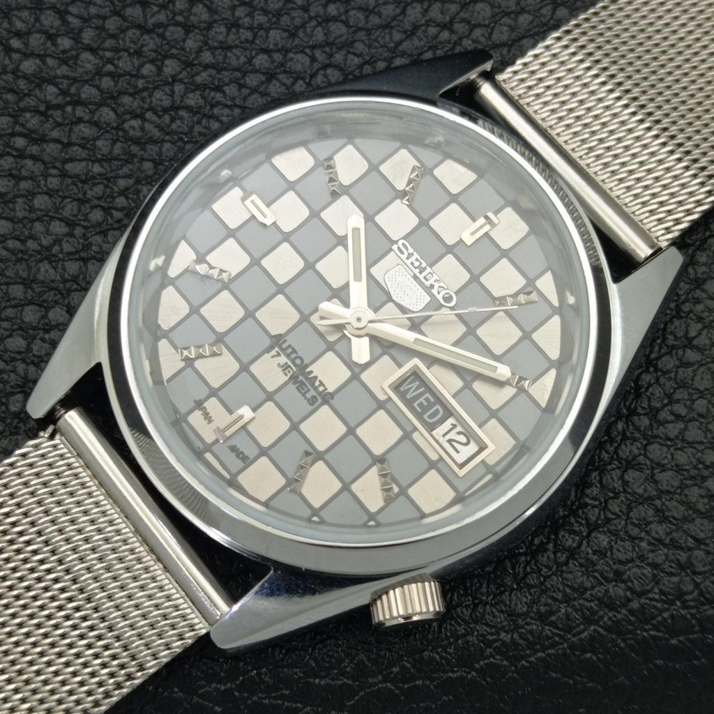 REFURBISHED SEIKO 5 AUTOMATIC MENS WATCH JAPAN MADE GREY DIAL CUSTOM a440108-2 QV90-a440108