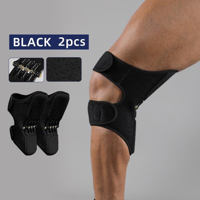 Genouillère réglable Vbosi Triple ressort Booster de soutien Stabilisateur Pour hommes Femmes Entraînement sportif Squat L noir