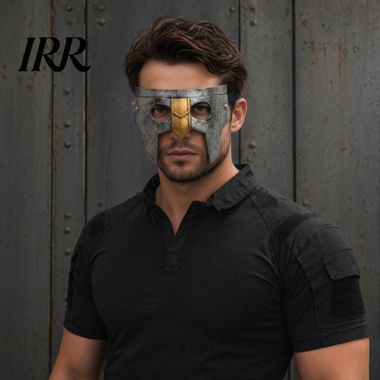 Breathable Lightweight Costume Gear Halloween Medieval Armor Mask, Warrior Cosplay Mask for Party, Vintage Helmet Wide Field of View Style Masquerade