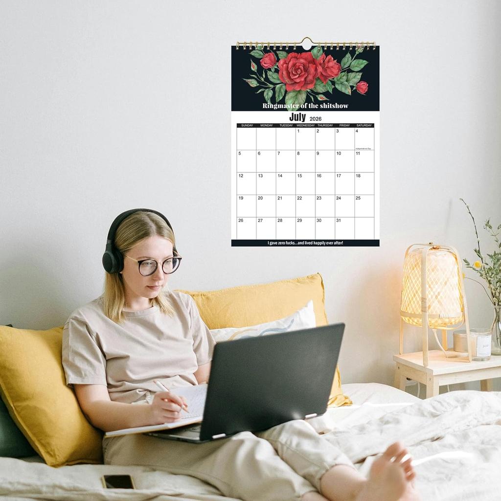 2026 Calendar for Tired Women | Fuck It Wall Calendar 2026,Spiral Binding Hanging Calendar for Home Office 11" x 8.5" | Gag Gift for Tired