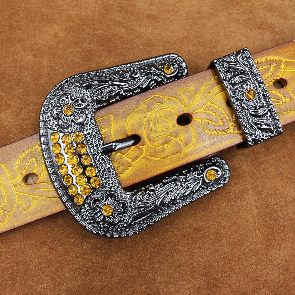 Men's Handmade Genuine Cowhide Leather Belt with Retro Pin Buckle - Trendy and Stylish