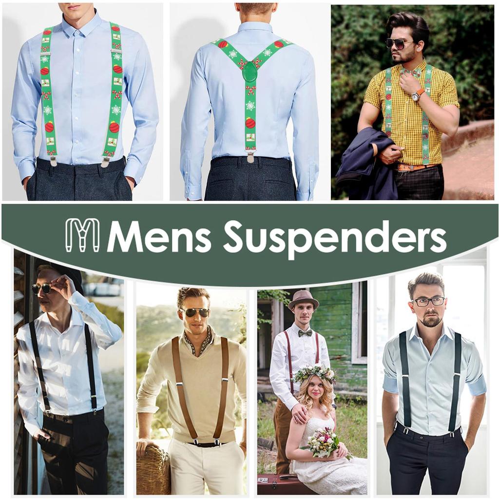 Unisex Y Back Suspenders 3 Clips Adjustable Elastic Braces