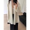 Women’s Autumn/Winter Mid-Length Scarf Collar Knit Cardigan, Loose & Slimming