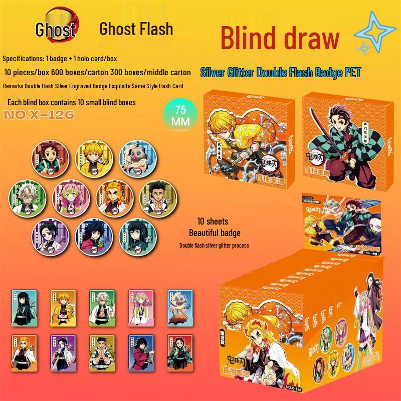 Anime LABUBU Fanmade 75MM Blind Box Button Badge - Double Flash Tinplate Laser Design