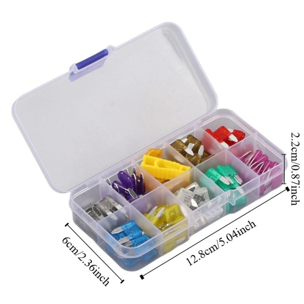 100PCS Mini Car Standard Fuseing Zinc Alloy Material with Storage Box Automotive Fuseing 2A 3A 5A 7.5A 10A 15A 20A 25A 30A 35A