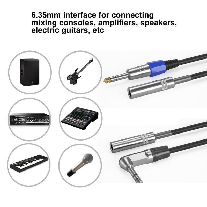 6.35mm Sound Extension Cable Male to Female 6.35 Auditory Extender Cord, Straight or Right Angle Connection
