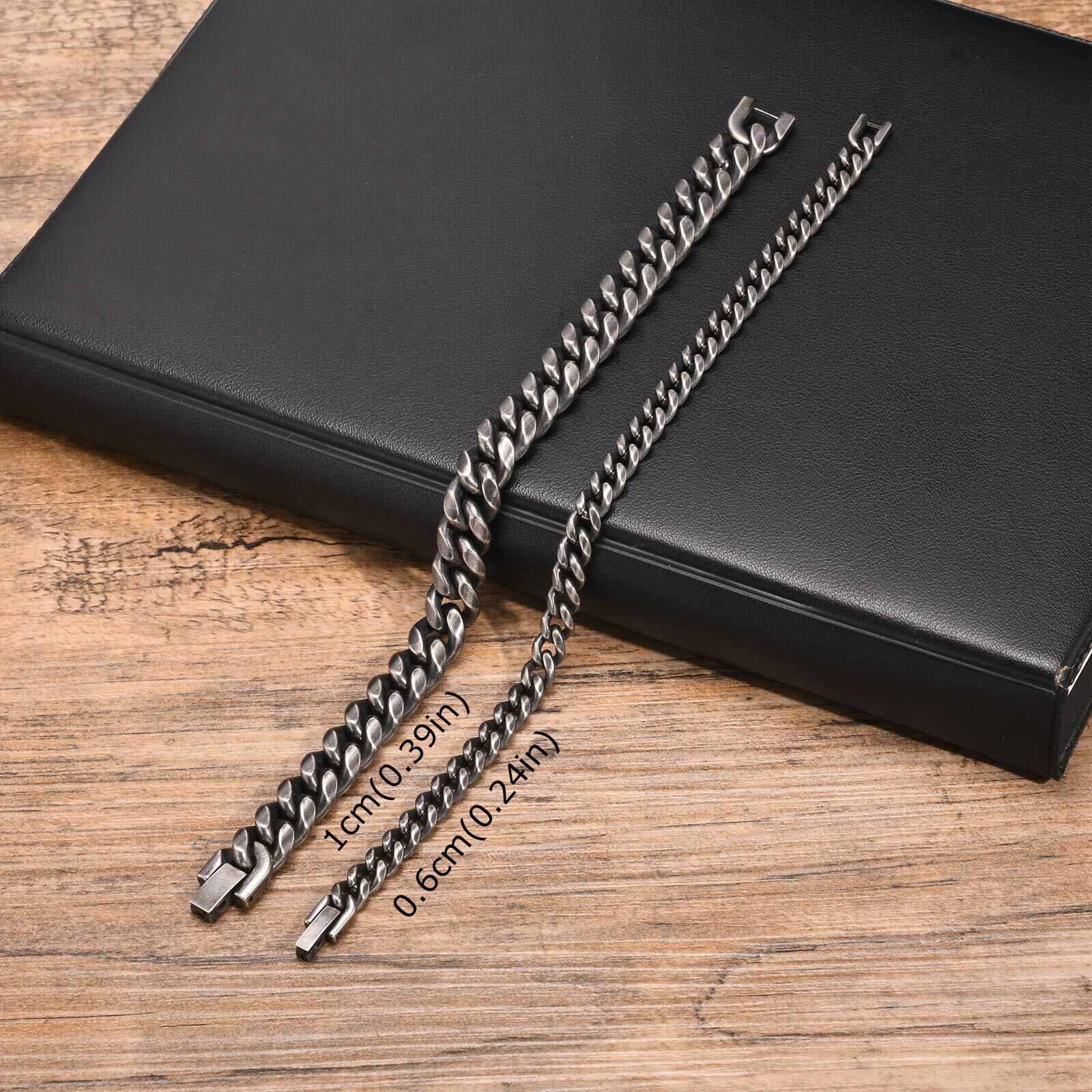 

Винтажные браслеты-цепочки в кубинском стиле для мужчин, из нержавеющей стали, с купольными звеньями, в стиле рок-панк, с цирконами, подарки 6mm&22cm серый