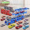 Children's Folding Transport Truck Car Model Set Vehicles Trailer Three-Layer Ejection Railcar Boy's Catapult Rail Toys Boys