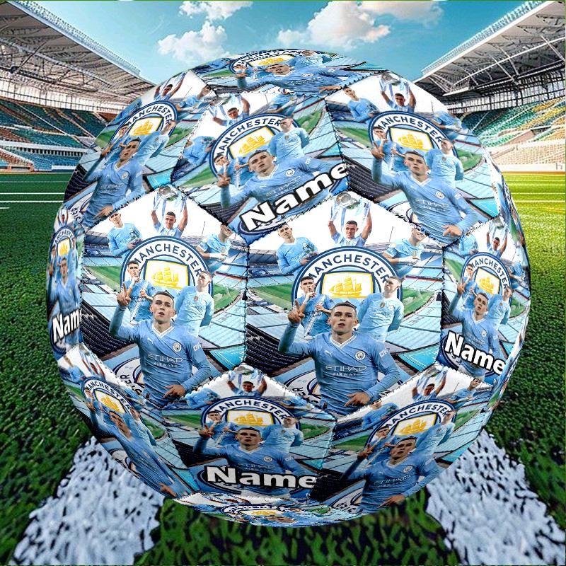 Individueller Name Personalisierter Manchester City FC-A Druck Größe 5 Fußball Training & Spiel Fußball, für Team, Kicken, Geschenk für Fußball-Enthusiasten