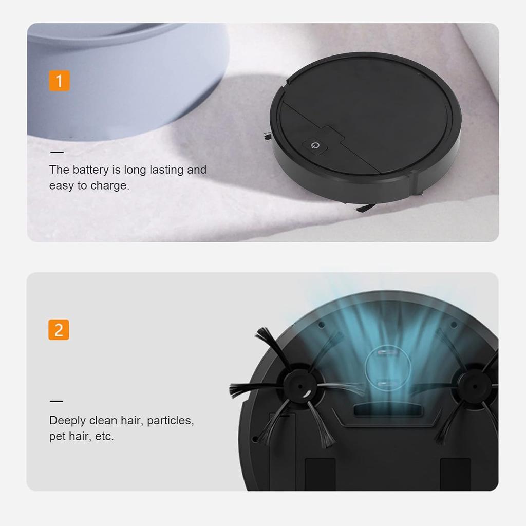 3-in-1 Automatischer Roboter-Staubsauger, Intelligenter Roboter-Reiniger Staubsauger Starke Saugkraft, Bodenstaubsauger für Tierhaare Teppich Staub
