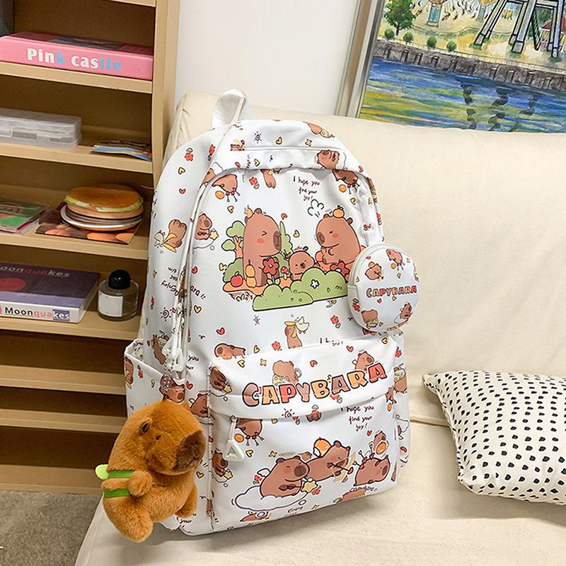 Cartoon Capybara Backpack For Girls Boys Student Teenager Children Rucksack Cute Casual Lightweight School Bags Kids Gifts