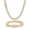European and American Hip-hop Square Rock Candy Chain Zircon Necklace Trend Men's Necklace Fashion Accessories Hip-hop Bracelet