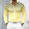 10 Colors of Men's Shirts, Fashionable Geometric Pattern Print Long Sleeve Shirts, Personalized Trendy Slim Lapel Casual Shirts