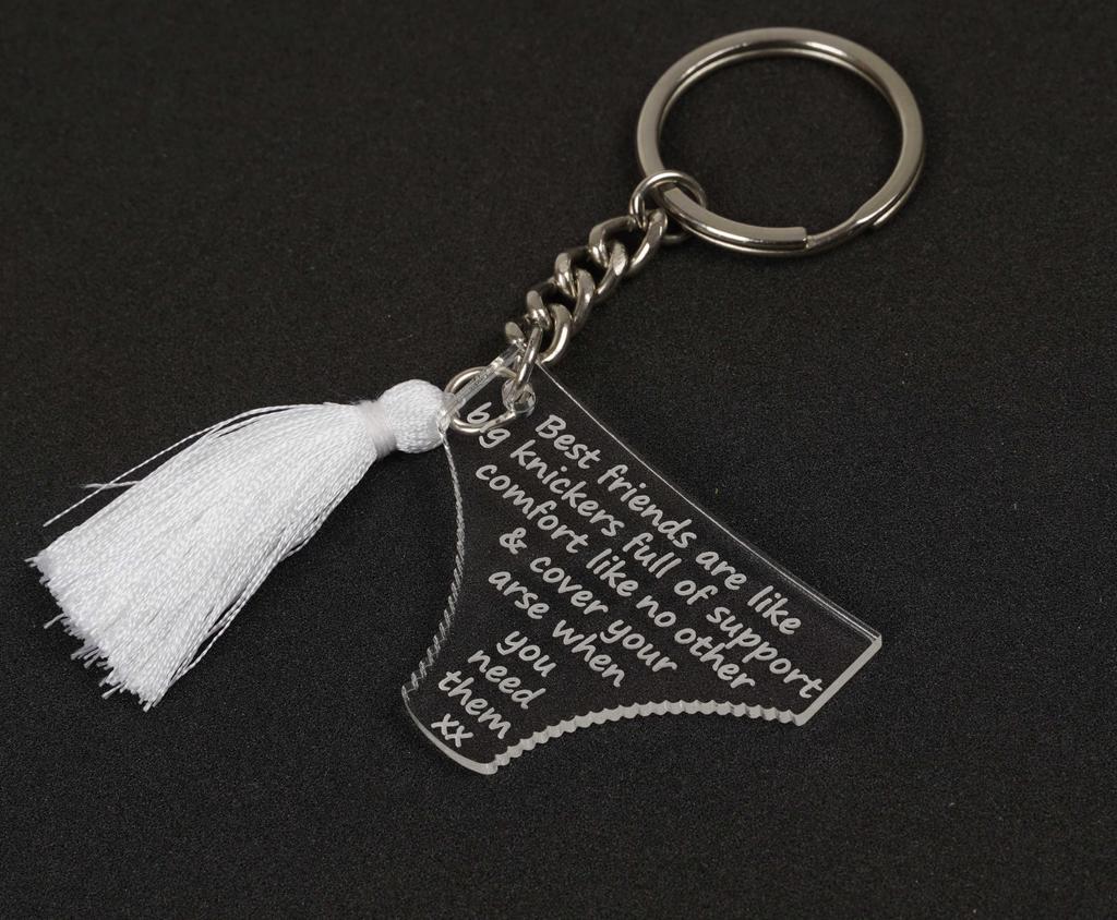 Inkdotpot Key Chain For BFF Engraved Acrylic Key Holder Housewarming Gift