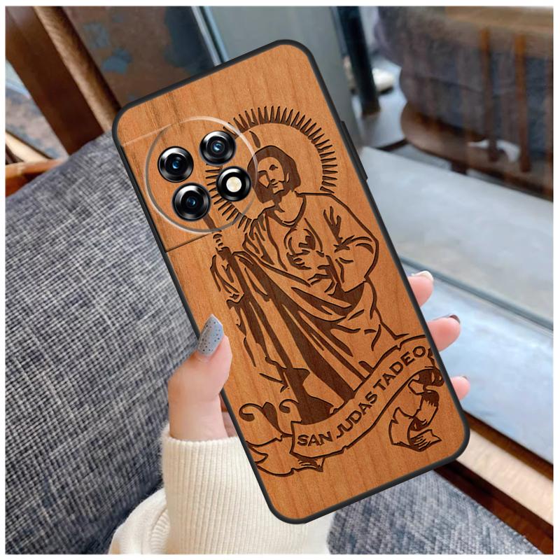 

Guadalupe San Judas Wood Case For OnePlus 13R 13T 12R 10R 10T 15 13 12 11 10 9 Pro Nord 5 CE 2 3 4 Lite N20 N30 Coque OnePlus Nord CE5