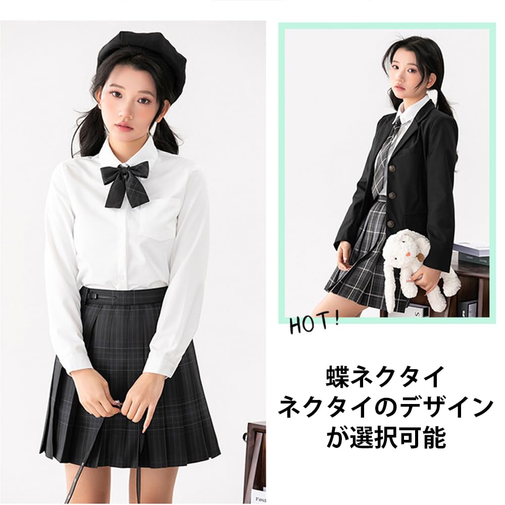OSKEE Blazer Set for High School Perfect for Entrance School and Parties with Size 5-Piece Girls, Ceremonies, Graduations, Festivals, (Black Bow, M)