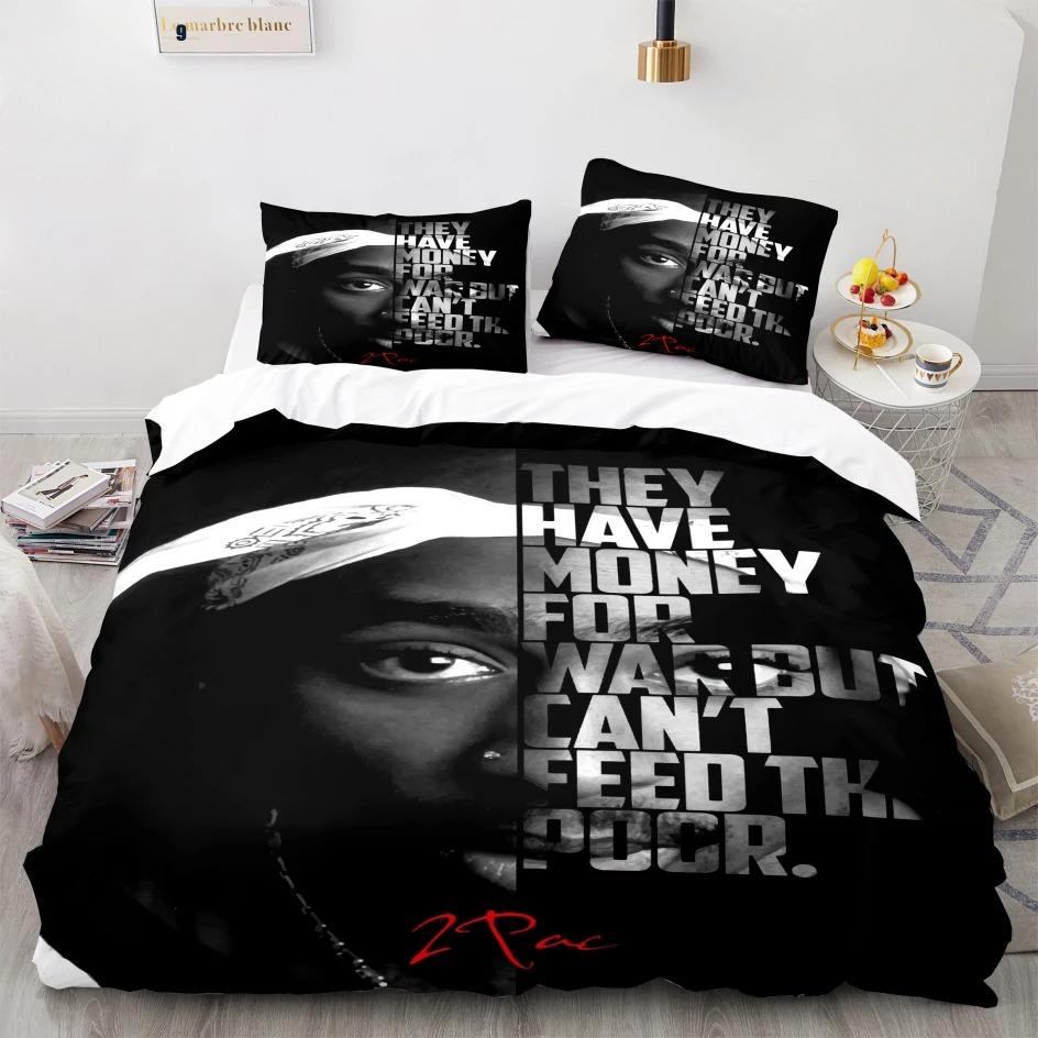 New 2 Pac Bedding Set Single Twin Full Queen King Size Tupac 2 Pac Bed Set Aldult Boys Kawaii Duvetcover Sets 3D