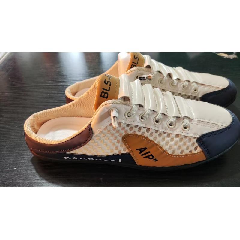 Men's Shoes Summer New Breathable Bag Head Slippers One Pedal Casual Lazy Youth Wear Half Drag Shoes