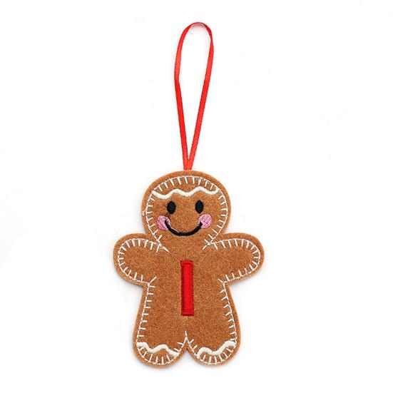 Gingerbread Man Ornaments Initial Alphabet Monogram Gingerbread Hanging Ornament Family Name Letter Xmas Tree Decor