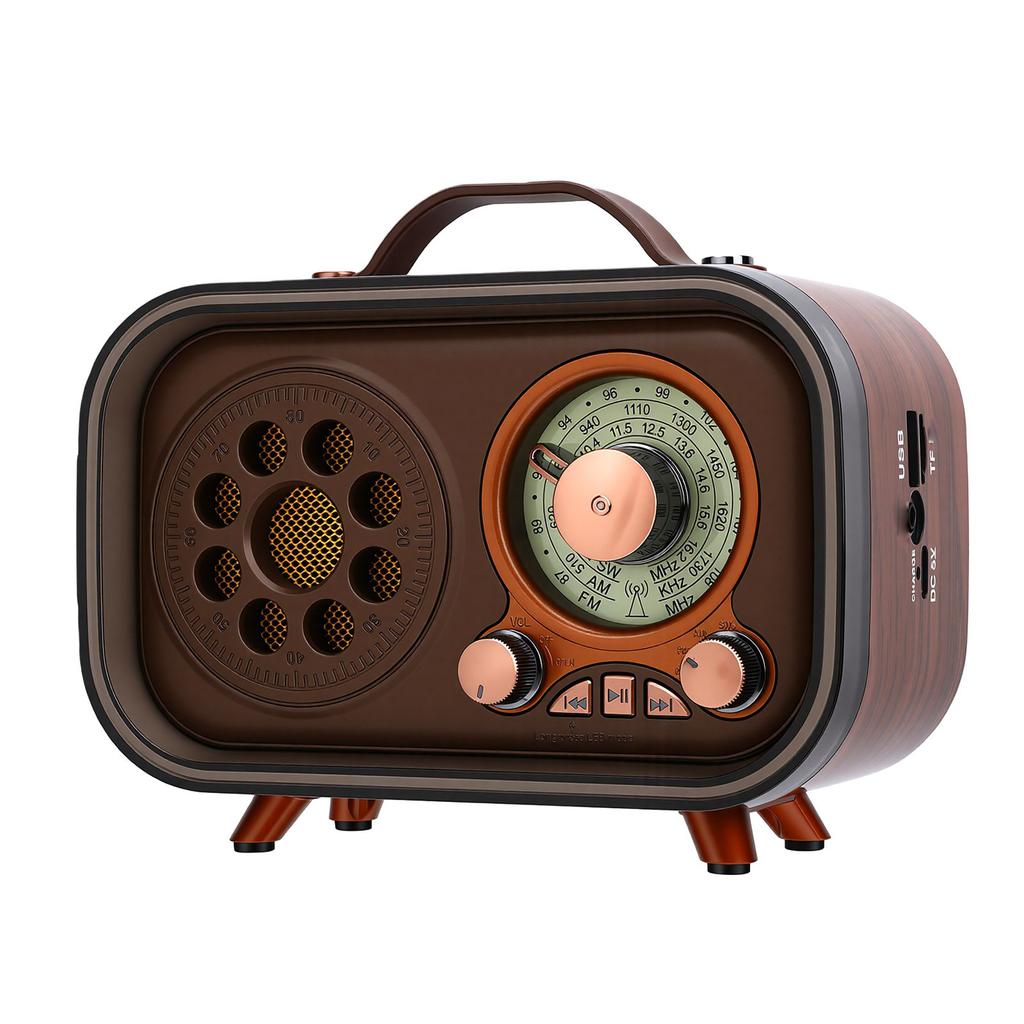 Retro Bluetooth Speaker Radio Rechargeable Portable AM FM SW Radio with Telescopic Antenna for Home Car