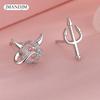 Cute Little Devil Inlaid Stone Moonstone Asymmetric Stud Earrings For Women