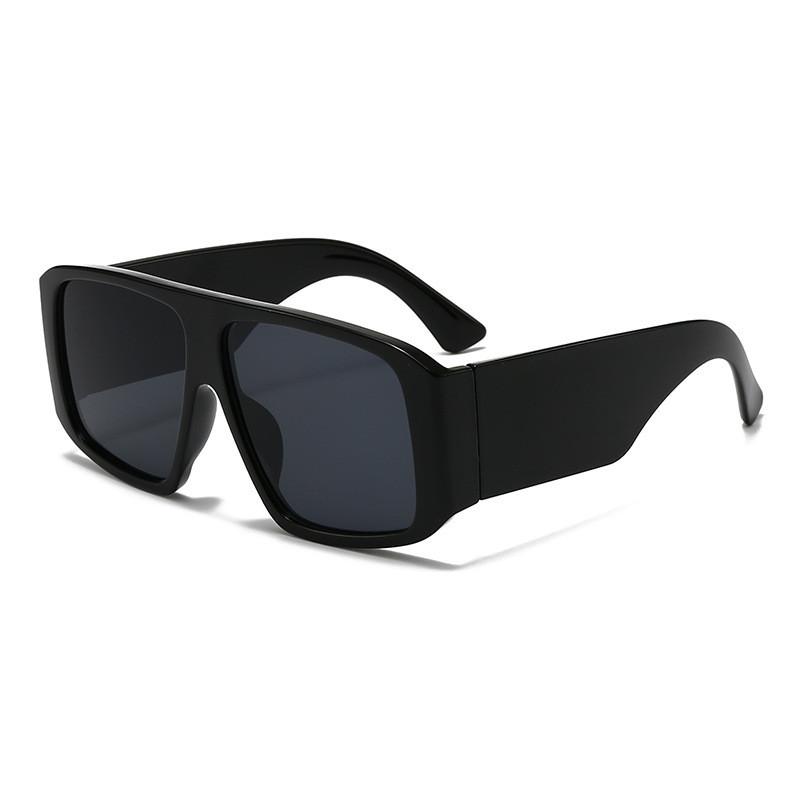 Geometric Square Style Sunglasses With Uv400 For Driving And Street Fashion BlackFrameGrayLens
