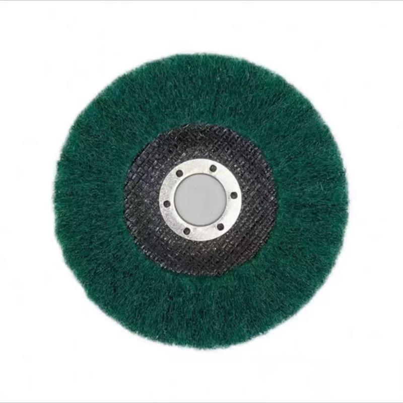 Ruiyan 4" Vertical Angle Flap Wheel: Abrasive Polishing & Wire Drawing Tool with Scouring Pad.