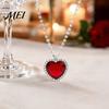 Light-reflecting Pendant Blue Heart Necklace, Faux Diamond Sparkly Romantic Elegant Daily Wear Necklace Jewelry Gift for Women Wife Girlfriend