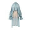 Women's Sleeveless Bell Sleeve Top with High Neck and Crop Hem In Light Blue