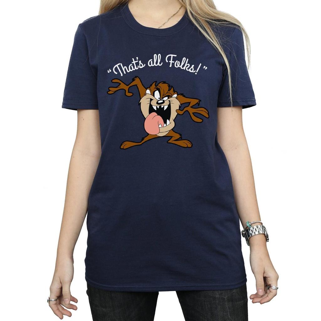 Looney Tunes Womens/Ladies That´s All Folks Taz Cotton Boyfriend T-Shirt