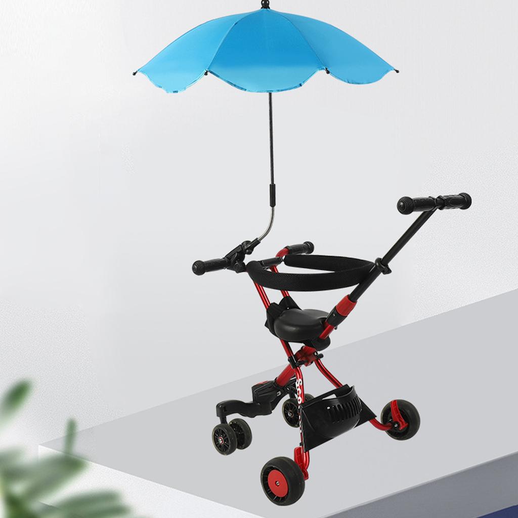 Baby Stroller Umbrella UV Protection 360 Degree Adjustable Automatic Waterproof Portable Stroller Sun Shade Sky Blue