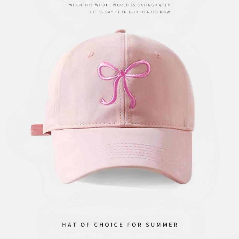 

Fashion Embroidery Bow Baseball Hats Girl Baseball Caps Sun Hat High Ponytail Adjustable Outdoor Travel Caps New Hip Hop Hat Adjustable рожевий