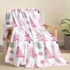Vintage Watercolor Christmas Blanket - Soft & Warm Flannel with Pink Trees, Snowflakes & Cedar Design - Ideal for Naps,
