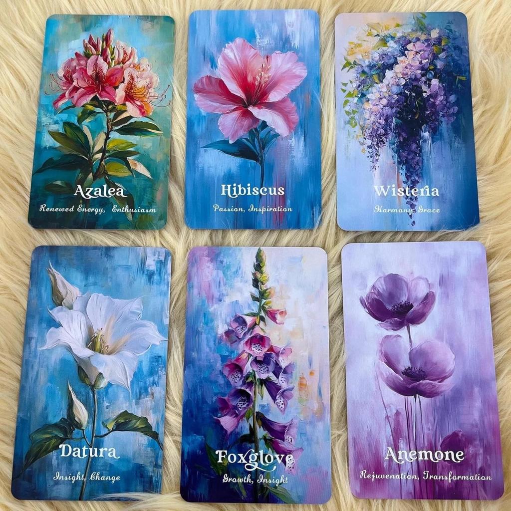 12*7cm Flower Wisdom Oracle Deck, Plant Spirit Oracle Cards for Beginners, Psychological Insight, Nature Oracle 56 Pcs Cards