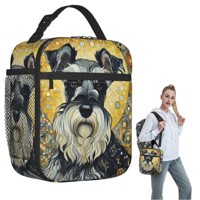Modern Art Style Schnauzer Insulated Lunch Bag for Women Children Portable Food Boxes Thermal Lunch Box Tote