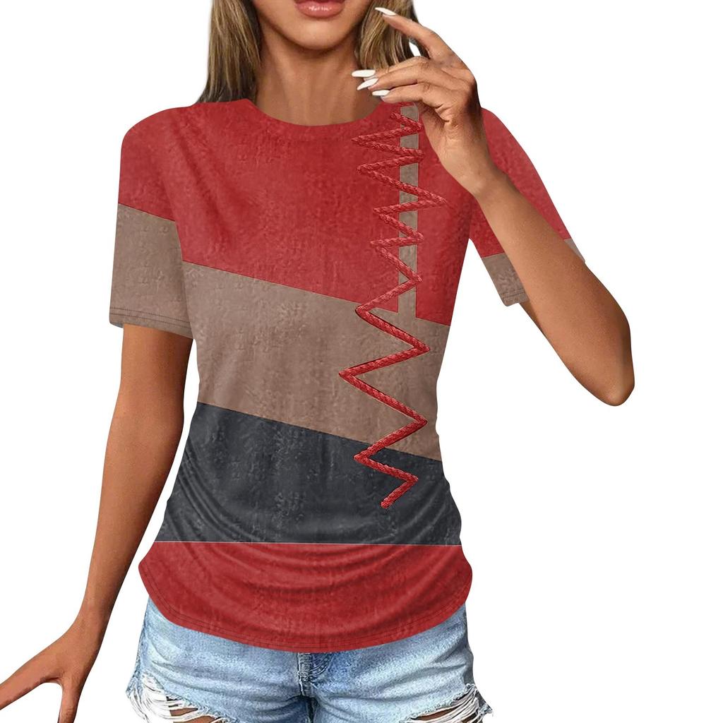 Tricouri Damă Moda Casual Topuri Gât rotund Mânecă scurtă Imprimată Tunica
