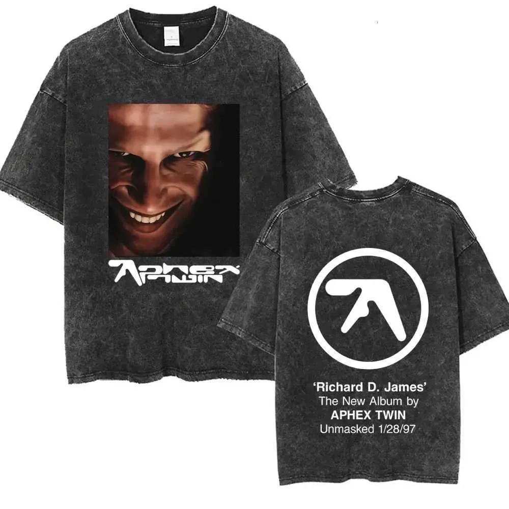 Tshirt Men Clothing New Y2k in Top Tees Mens T-Shirt Washed Vintage Aphex Twin Selected Ambient Works 85 92 Letter Print792