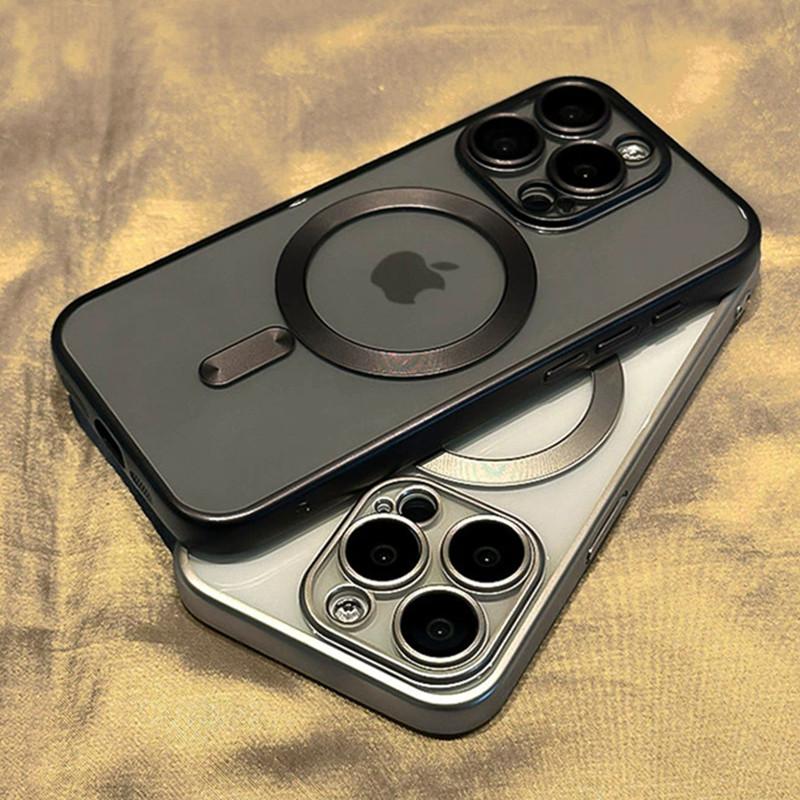 Luxury For Magasfe Wireless Charging Magnetic Case for iPhone 15 14 Plus 13 12 11 Pro Max Matte Plating Clear Soft Silicon Cover