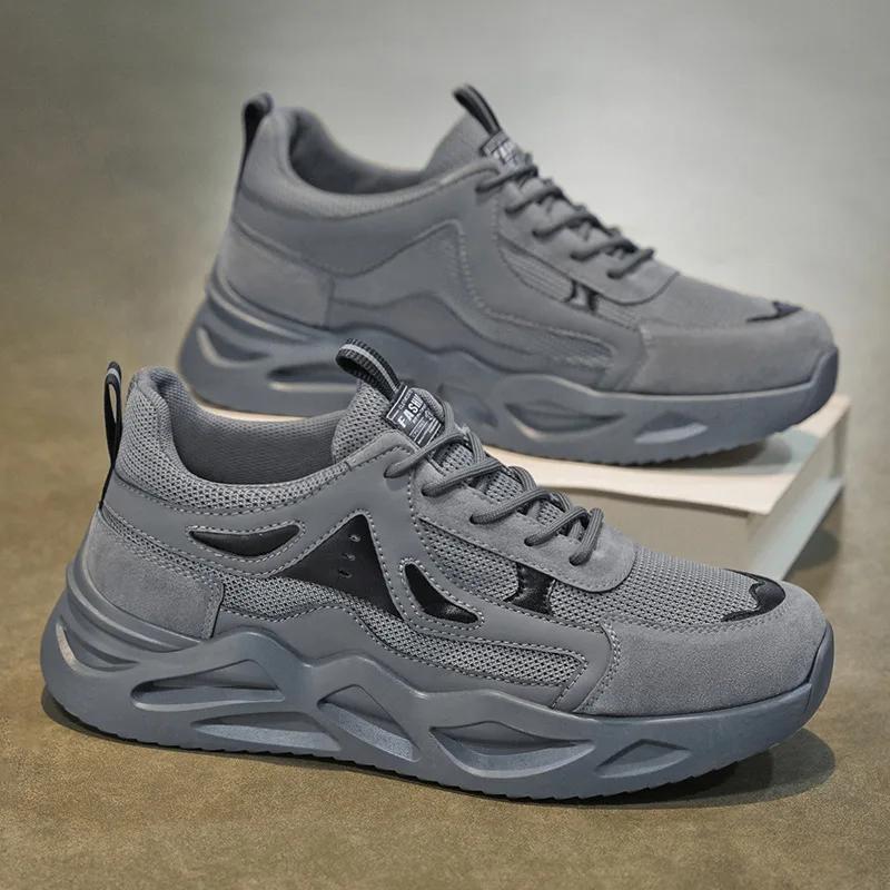 

2025 New Men Sneakers Fashion Outdoor Running Shoes for Men Breathable Platform Walking Shoes Designer Lace-Up Men s Sport Shoes 39 серый