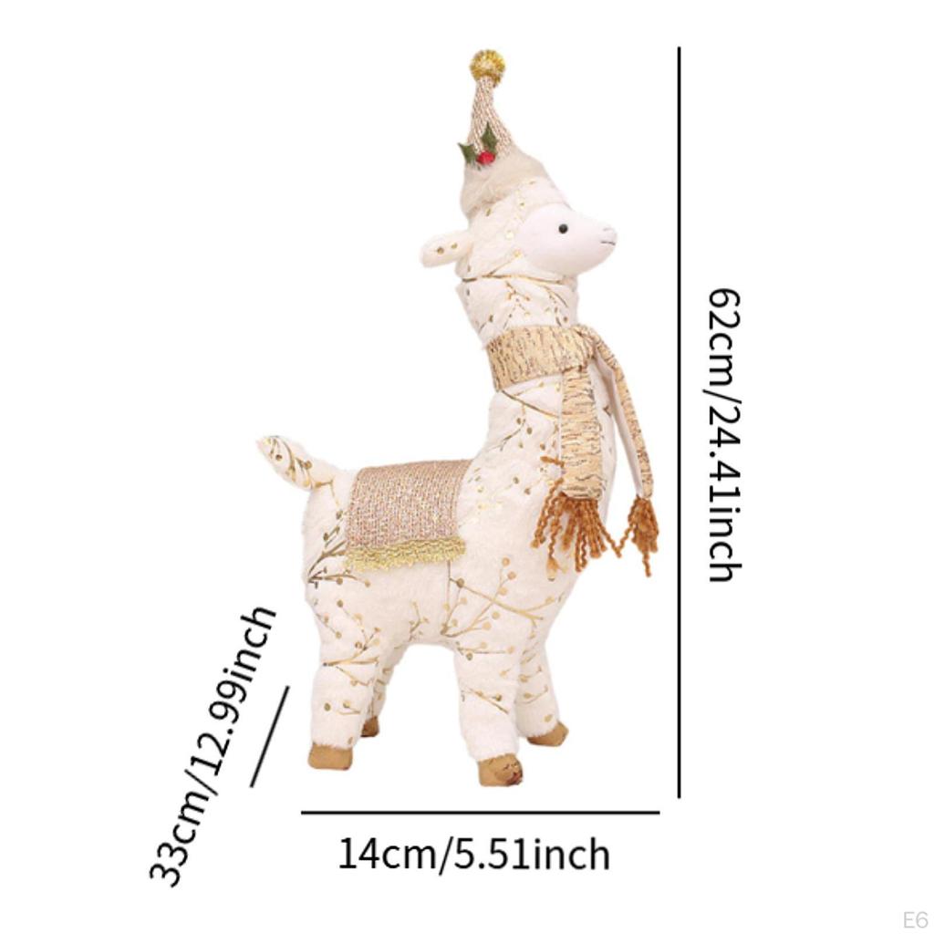 Alpaca Figurine Ornament Doll Christmas Standing for Office Holiday