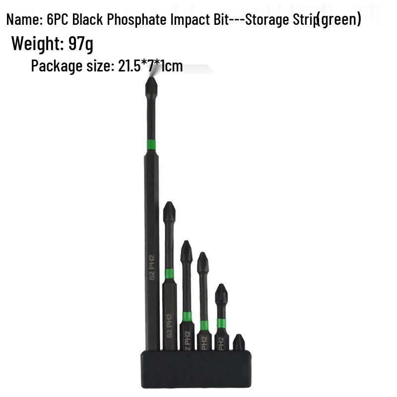 Hex Shank PH2 Phillips Screwdriver Bit, S2 Alloy Steel, Phosphated, for Electric Screwdriver Impact Driver.
