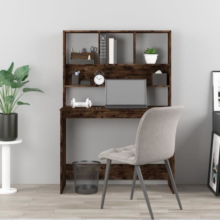 VidaXL Bureau avec étagères Chêne fumé 102x45x148 cm Bois d'ingénierie 823005